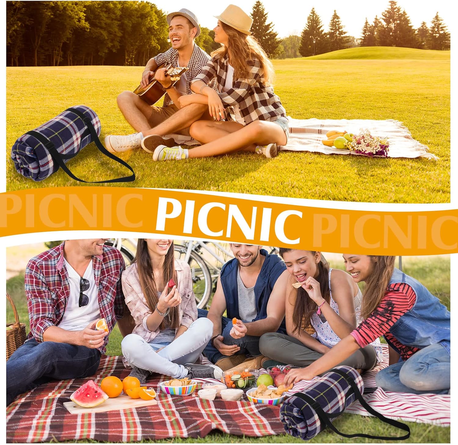 Amylove 2 Pcs Picnic Blanket Carry Strap for Camping Motorcycle Bedroll Adjustable Yoga Mat Holder with Shoulder Strap and Handle Outdoor Travel Blanket Holder โ image 5