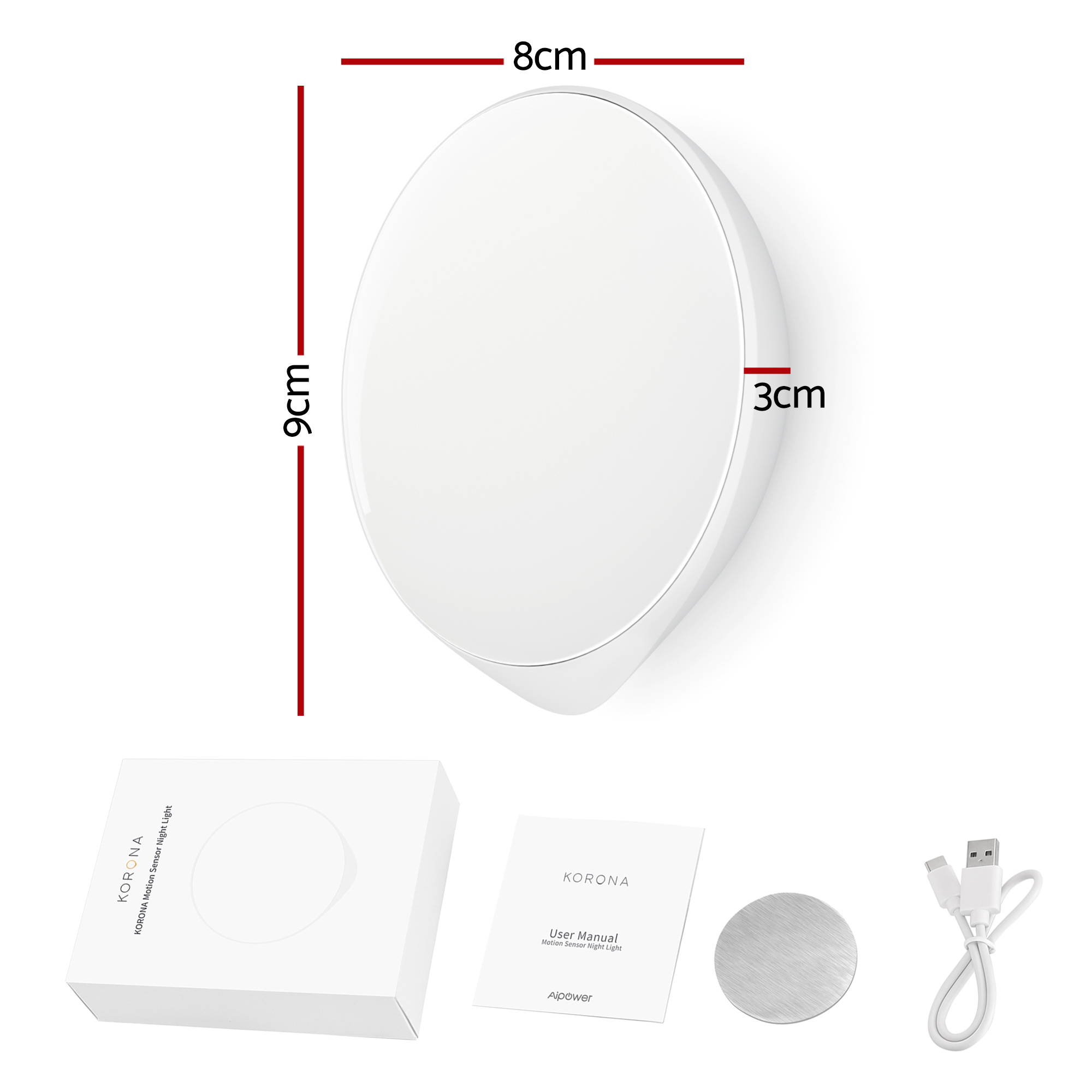 AIPOWER Motion Sensor Night Light USB-C Rechargeable Closet Light — image 3