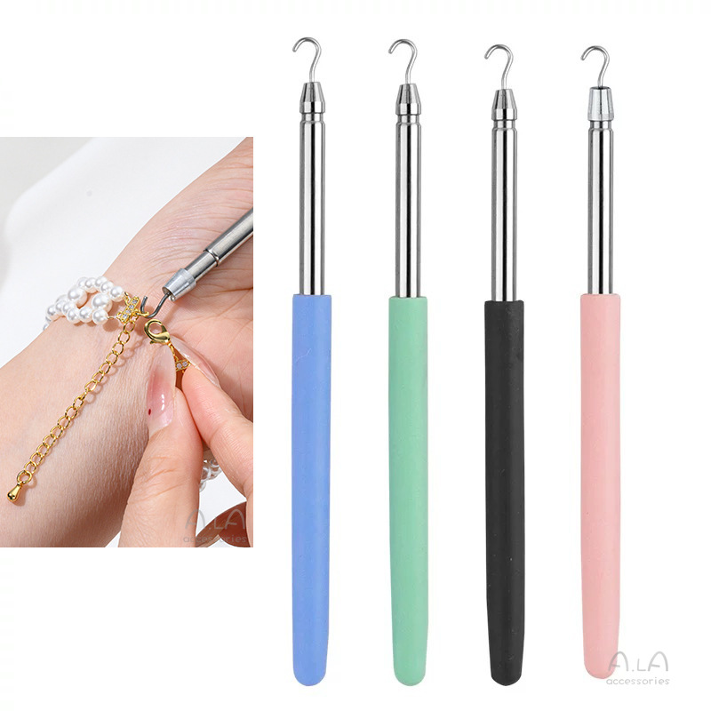 2-Pack Black Jewelry Fastener Helper Tool - Quick Bracelet & Fine Chain Wearer Aid With Telescopic Titanium Steel Hook โ image 6