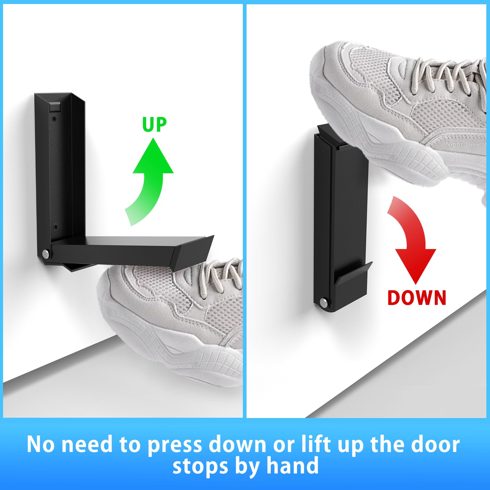 Foot-Operated Door Stopper with Magnetic Hold – Adjustable, Non-Slip Rubber Tip, Easy Install via Adhesive or Screws, Fits All Floor Types (Black) — image 3