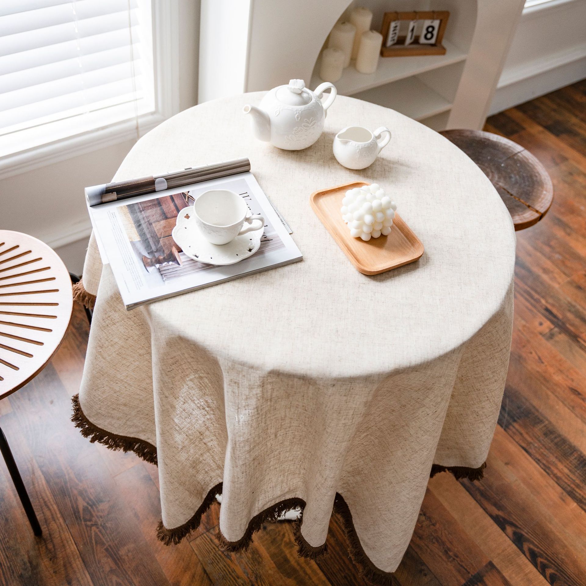 Tablecloth Rectangle Tablecloth Solid Elegant Home Table Decorative Table Cloth Wedding 140*160 cm — image 4