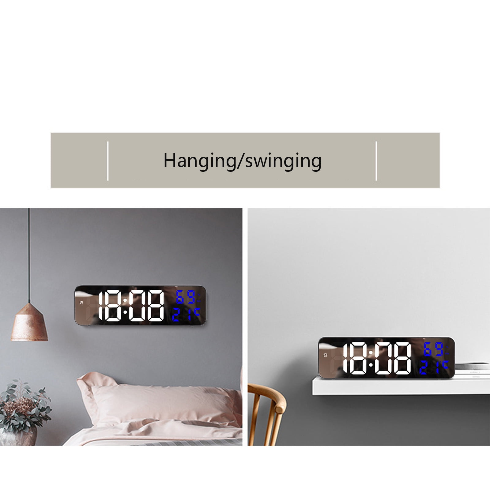 Digital Clock Large Display, Alarm Clock for Living Room Office Bedroom Decor, LED Corded Electric, Date Temp Display Wall Clock, Smart Cool Modern Desk — image 4