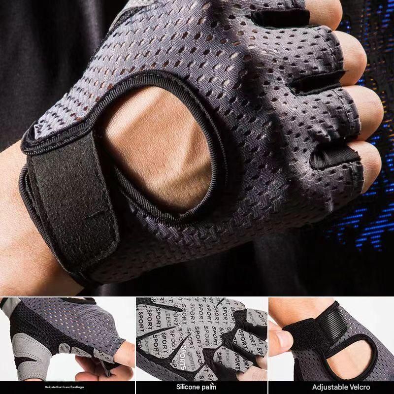 Black Half Finger Fitness Gloves - Anti-Slip Breathable Gym Training Gloves for Weightlifting Cycling(Size:XL) โ image 5
