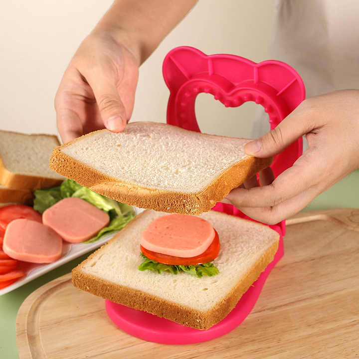 3 Pcs Pink Heart Sandwich Maker Sealer - DIY Toast Pocket Bread Cutter & Sealer Mold (PP + 304 Stainless Steel) โ image 3