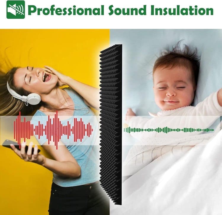 12 Acoustic Panels, 30 × 3cm - Self-Adhesive High Density Sound Absorbing Wall Tiles for Effective Sound Insulation — image 5