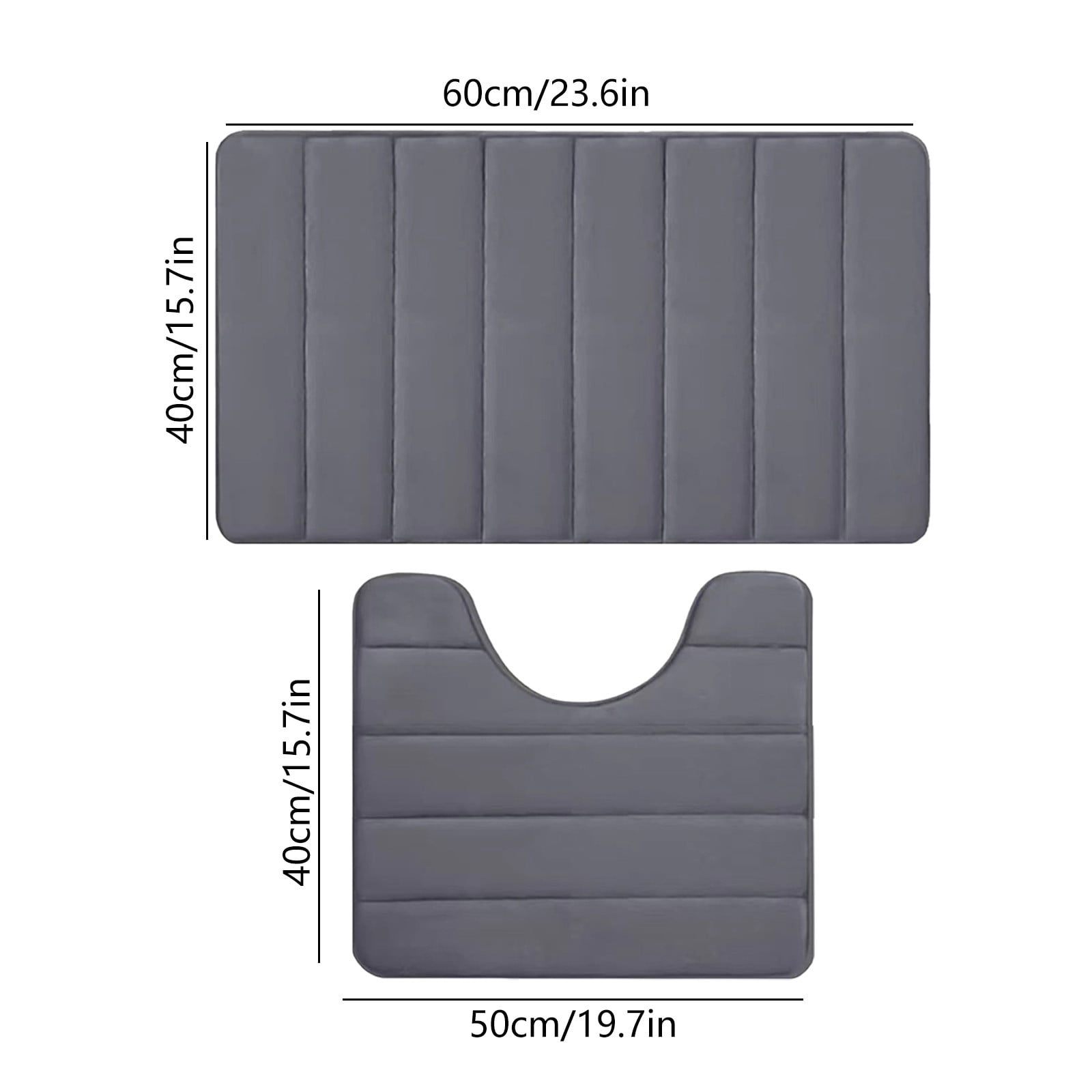 Memory Foam Toilet Rug, Non-Slip Bathroom Rugs, Toilet Rugs U Shaped Washable, Commode Contour Rug, Soft Comfortable Super Water Absorption #2_Dark Gray — image 3