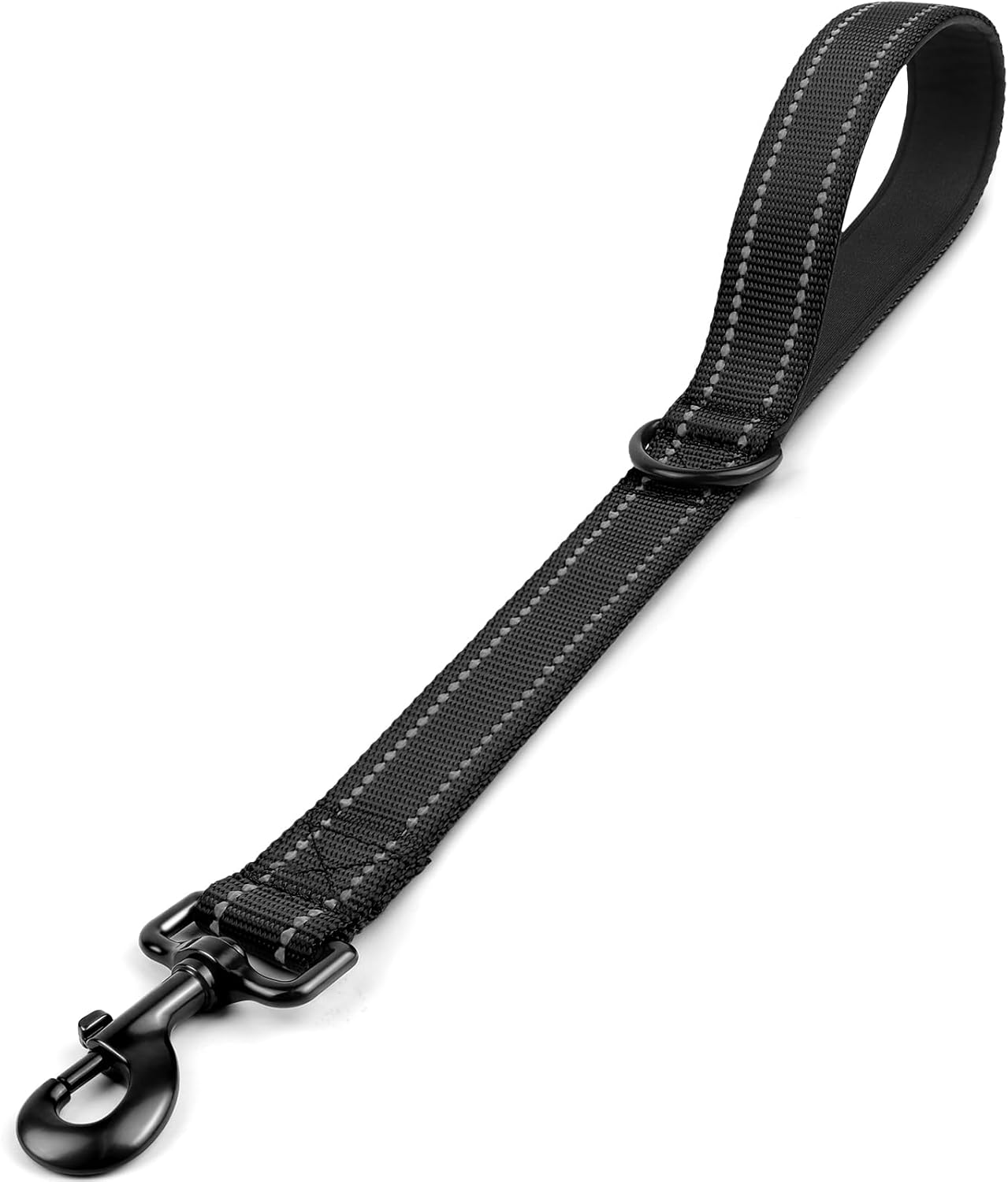 Strong Short Dog Leash 18 Inch, 1.2 Inch Wide, Heavy Duty, Padded Handle for Traffic Control, Reflective Medium and Large Dogs Walking Training, Black 1.5 ft