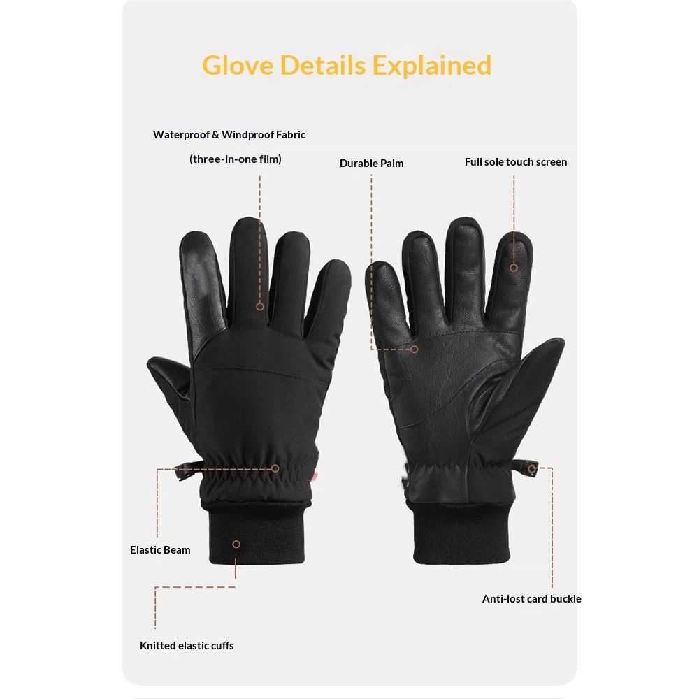 Ski Gloves, Snow Gloves for Cold Weather Thinsulate Winter Gloves for Men Women, Warm Anti-Slip Touchscreen for Skiing Snowboarding Outdoor Activities（L） — image 2
