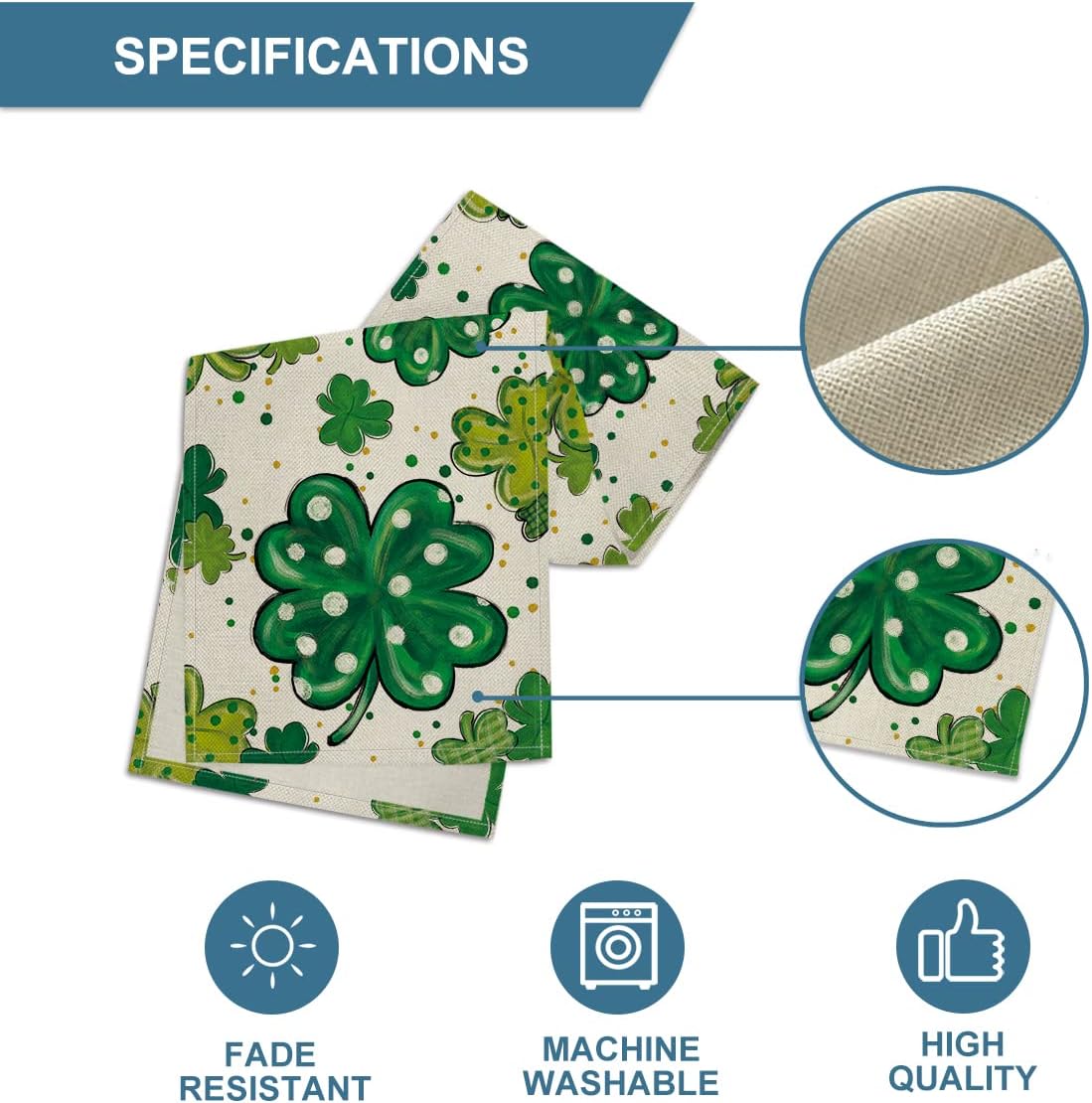 Watercolor Shamrock St. Patrick's Day Table Runner, Seasonal Spring Holiday Kitchen Dining Table Decoration for Indoor Outdoor Home Party Decor 13 x 72 Inch โ image 6