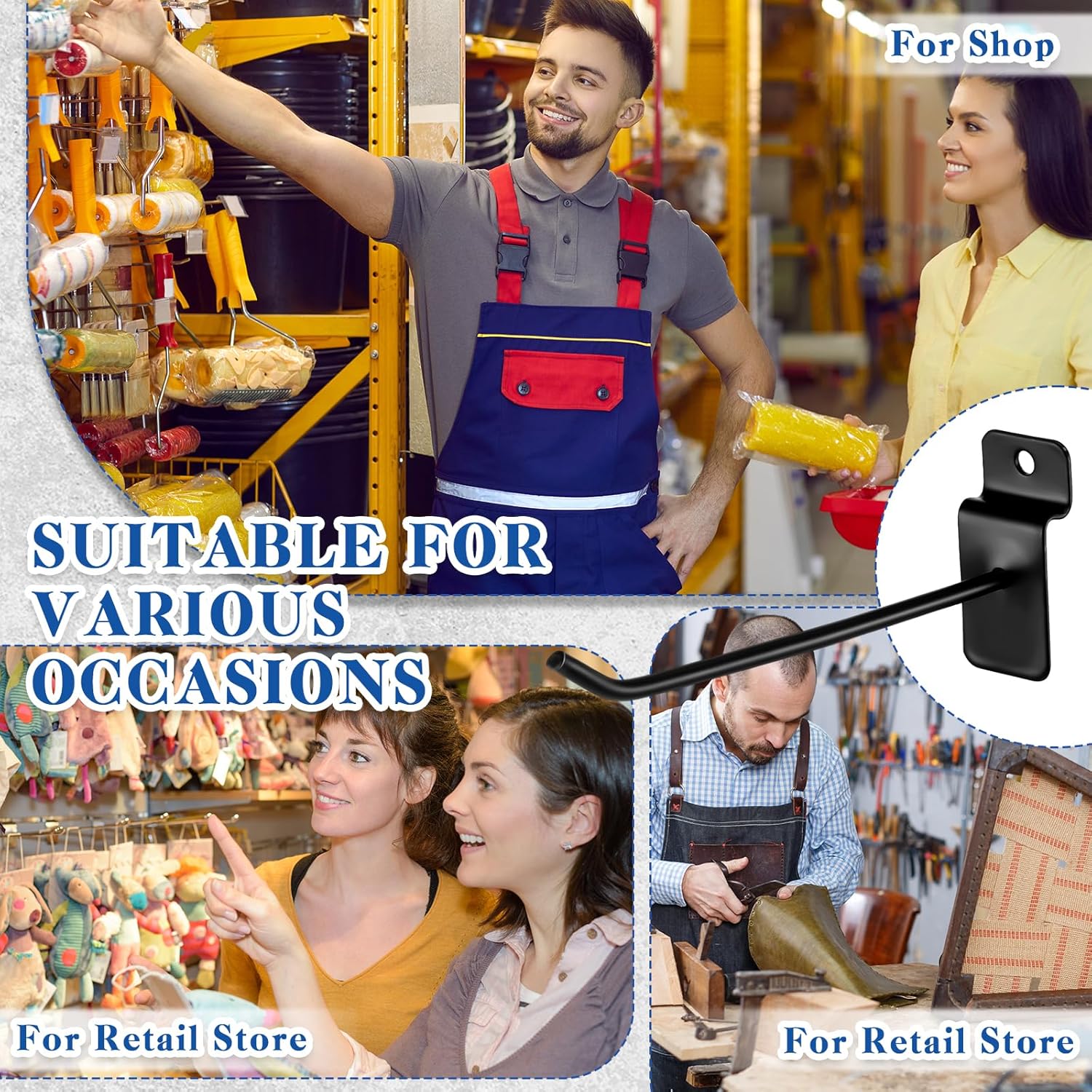 200 Pcs 6 Inches Slatwall Hooks Accessories Black Slat Wall Hanging Hangers Metal Retail Hooks Shelf Brackets Pegs for Pegboard Garage Display โ image 4