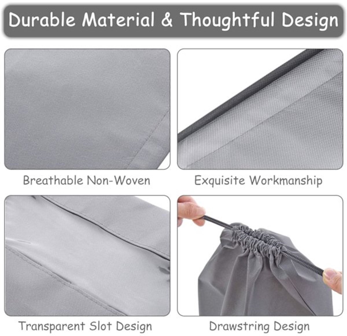 Shoe Travel Bags - Non-Woven Dust Bags - Medium to Large - Portable Drawstring - Space-Saving Shoe Storage Bags Organizer - Pack of 15 — image 2