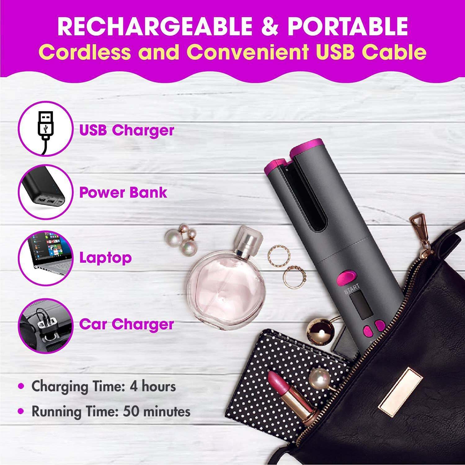 Cordless Ceramic Automatic Hair Curler for Portable Hair Styling — image 5