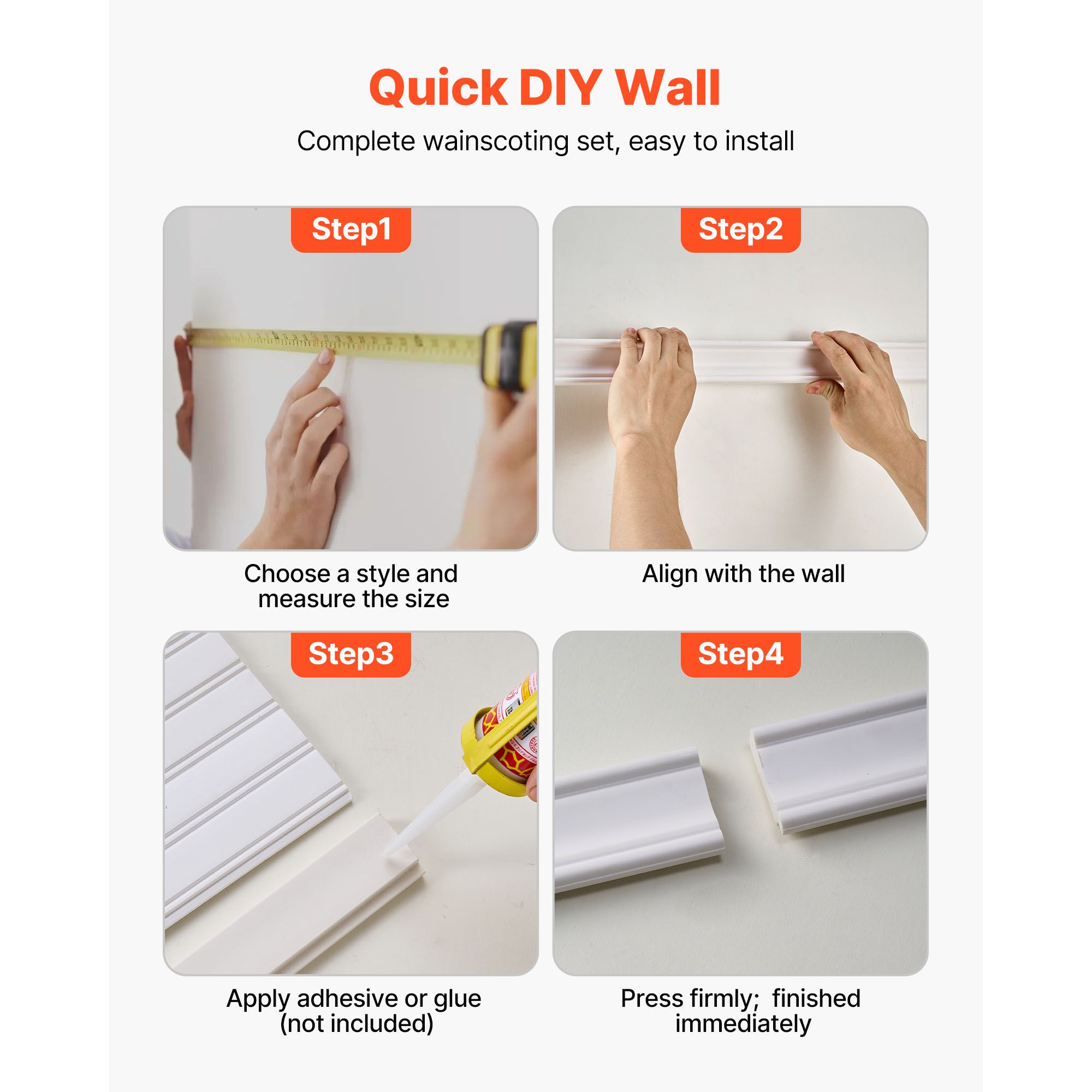 Wall Molding Kit, Wainscoting Panels, Lightweight Paintable Polystyrene, Easy to Install, Wide & Narrow Accent Wall Trim for Interior Décor Living Room — image 6