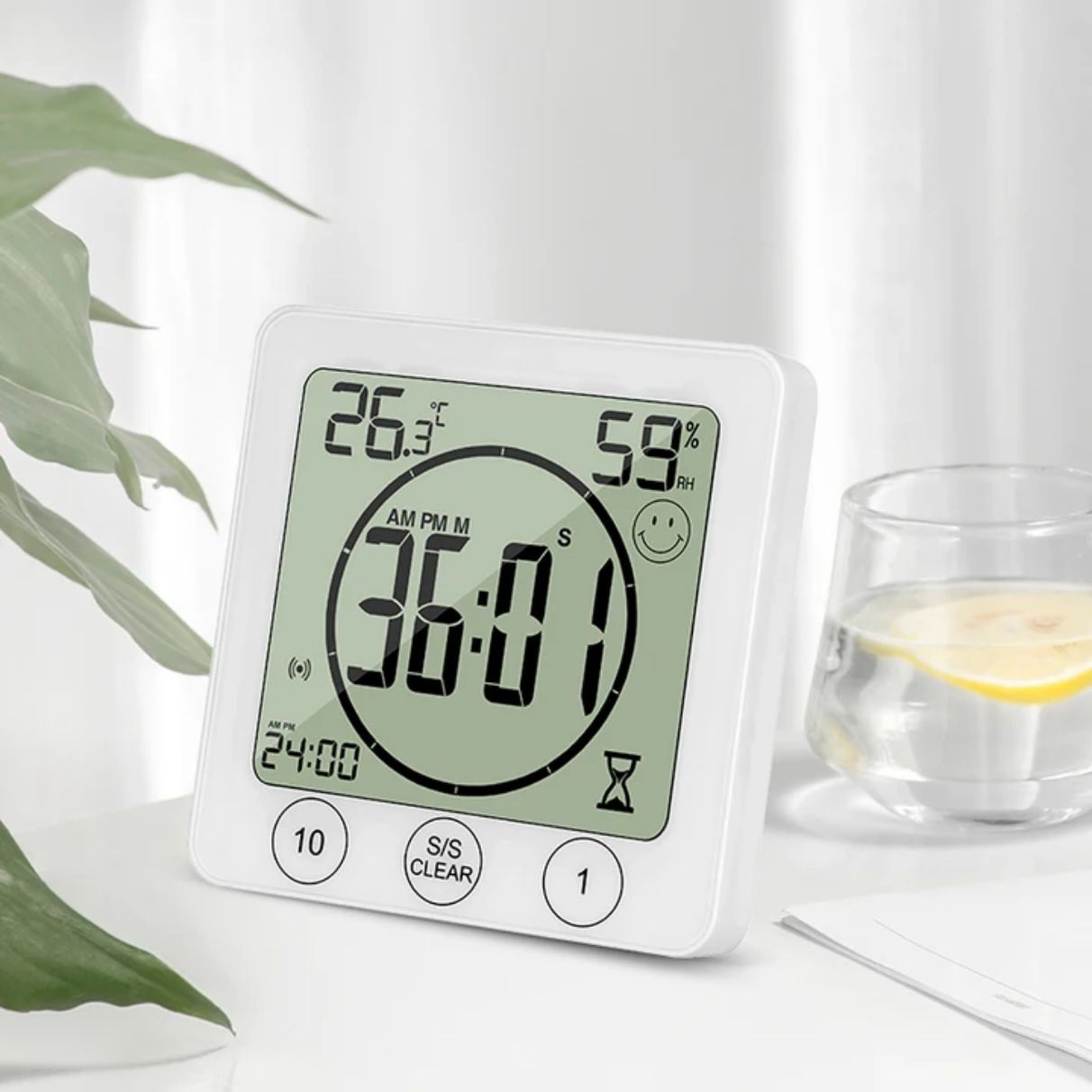Digital Bathroom Shower Wall Clock Timer with Alarm with Big LCD Display, Waterproof for Water Spray, Wall Clock Timer for Bathroom Shower Makeup Cooking — image 3