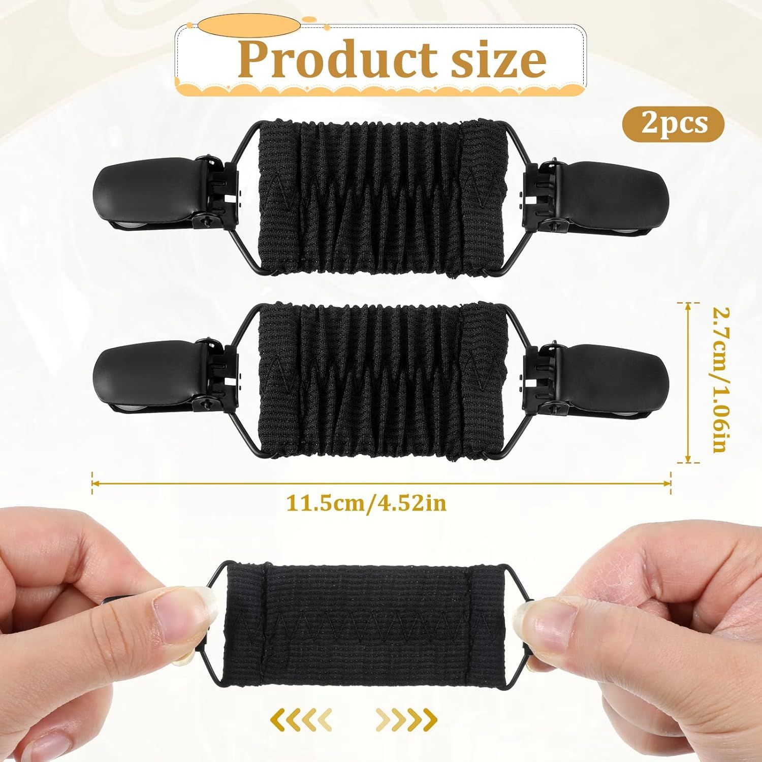 2Pcs Dress Clips Back Cinch, Elastic Waist Cincher Clip for Tightening Clothes, Collar Clips for Shawls, Cardigan — image 3