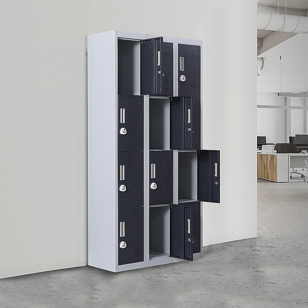 12-Door Locker for Office Gym Shed School Home Storage - 3-Digit Combination Lock โ image 2