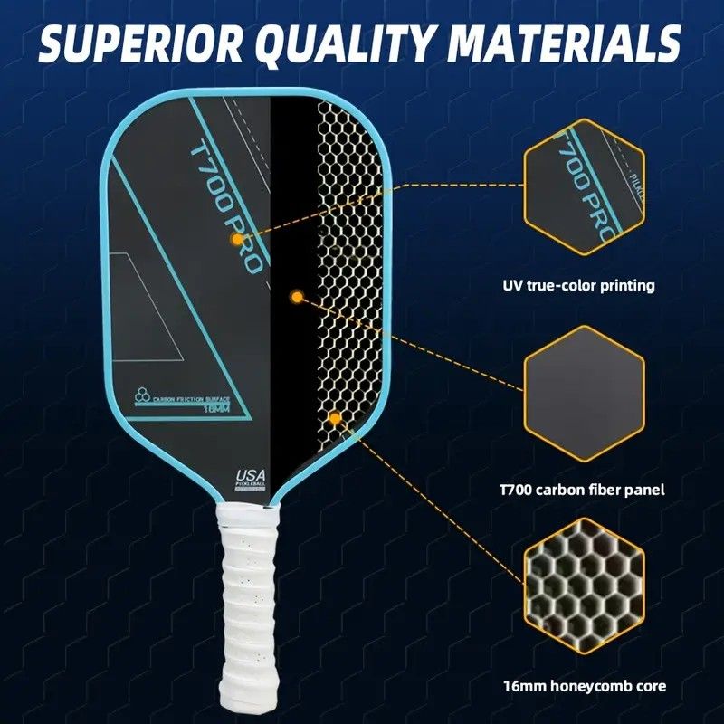 1PCS T700 PRO Carbon Fiber Pickleball Paddle: 8.0oz Lightweight Wide Body Control Paddle for Beginners & Seniors(YELLOW) โ image 2