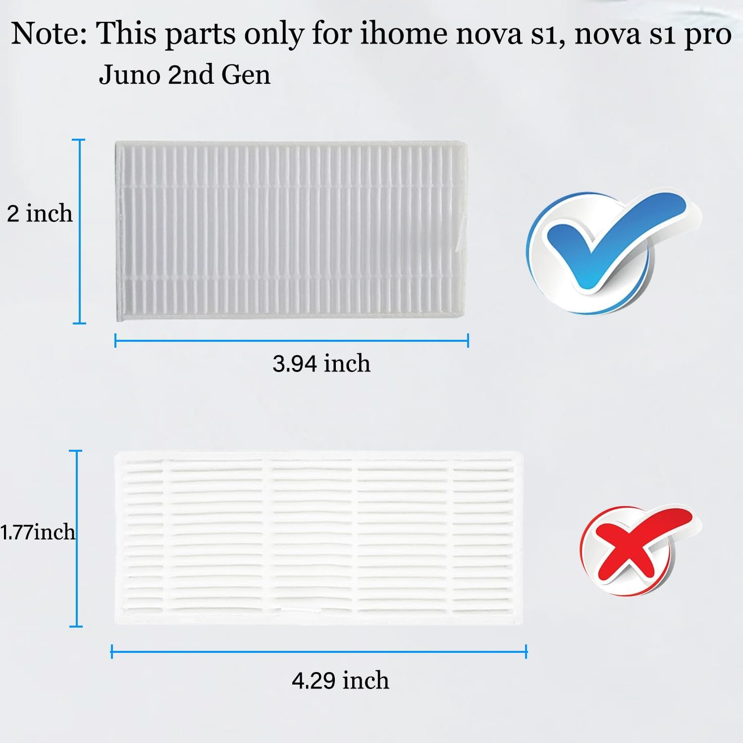Replacement Parts for iHome Nova S1 Pro, iHRVS1PRO-3BLK, iHRVS1-3BLKS, iHRV9-BLKS Robotic Vacuum Cleaner, 4 Side Brush 2 Filter โ image 5
