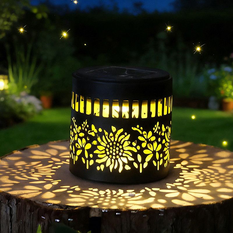 Solar-Powered Wrought Iron Sunflower-Patterned Openwork Projection Light, Courtyard and Garden Mood Light, Outdoor Waterproof Wrought Iron Garden Light, Lawn — image 2