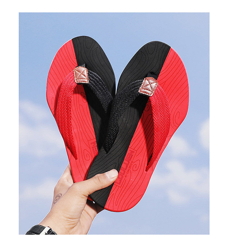 Men's Outdoor Non-Slip Flip Flops, 6 Colors EVA Lightweight Thick-Sole Beach Sandals for Casual & Sports(red and black-40) โ image 4