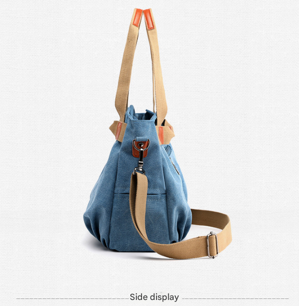 Light Green Women's Retro Canvas Tote Bag Large Capacity Shoulder Handbag Adjustable Crossbody Strap 35cm for Travel Work & Daily Use — image 4