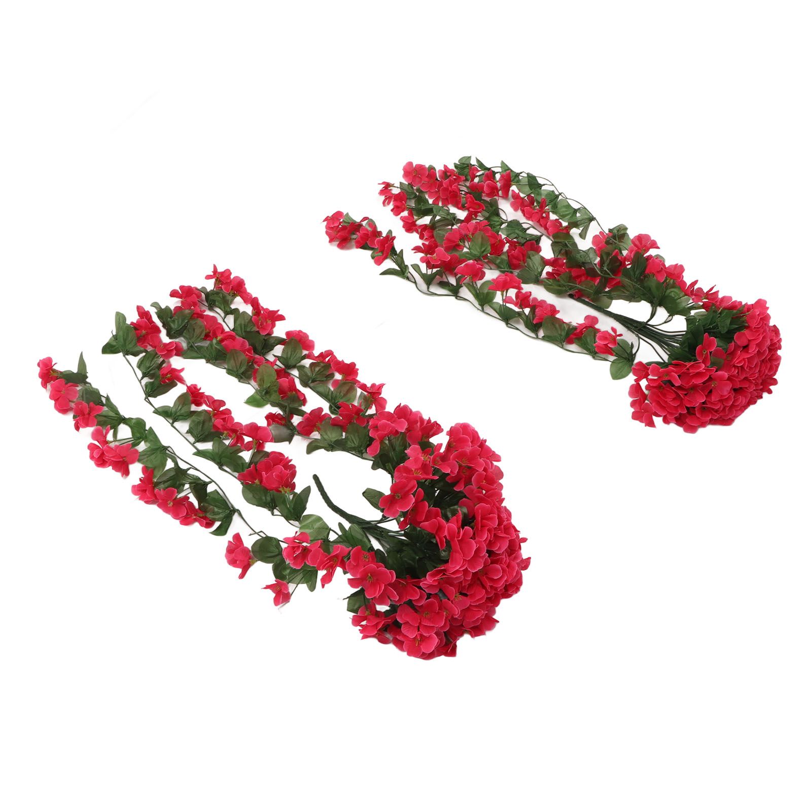 2PCS Artificial Violet Hanging Flowers Simulation Plastic Fake Plants for Decoration Garden Patio Wedding Porch Outdoor Rose Red — image 5