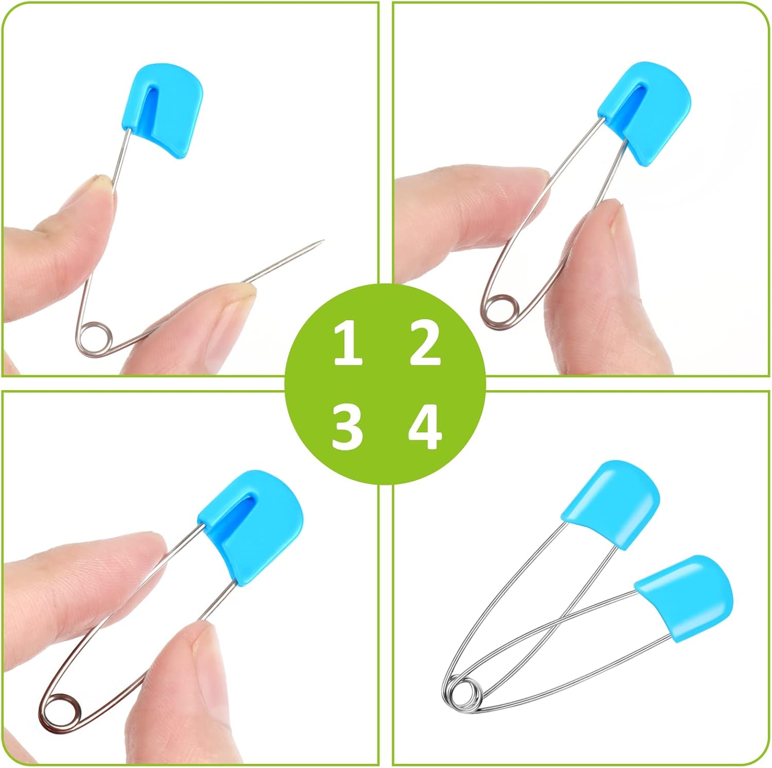 100 Pcs Diaper Pins, Baby Safety Pins for Cloth Diapers, Heavy Duty, Stainless Steel, ABS Plastic, Colorful (Red, Yellow, Pink, Blue, Green, Purple), 2.2in โ image 5