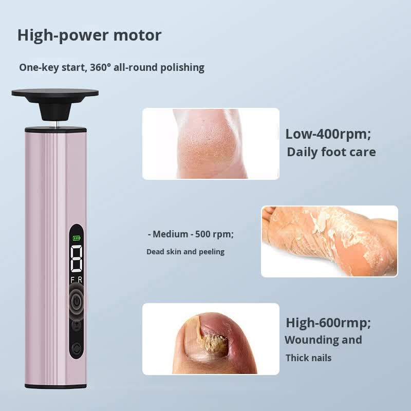 Grey Professional 2-in-1 Electric Foot Callus Remover and Manicure Kit - 9 Speeds Rechargeable Electronic Foot File with LCD Display - Professional Pedicure โ image 2