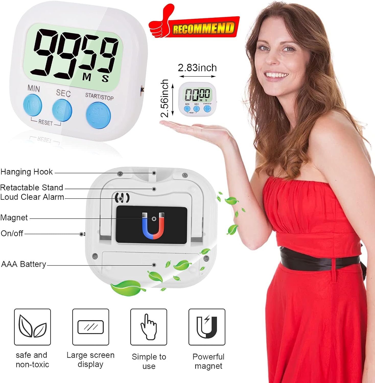 4-Piece Multi-Function Electronic Timer, Learning Management, Suitable for Kitchen, Study, Work, Exercise Training, Outdoor Activities(not Including Battery) — image 3