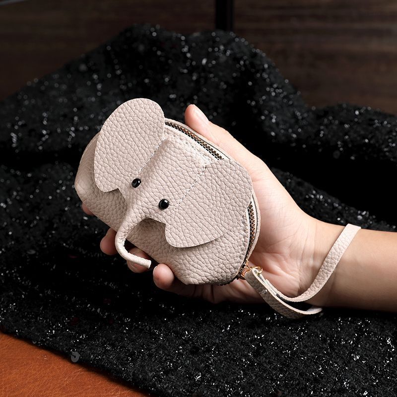 Leather Coin Purse Leather Elephant Keychain Wallet Small Coin Pouch with Keychain Leather Wallet Cute Elephant Gifts for Girls Women — image 2