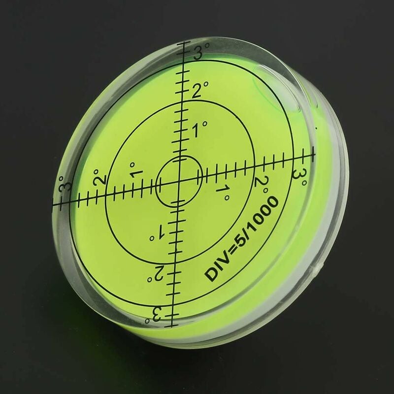 Round spirit level, 60mm diameter measuring tool, round vial with scale for balancing camera equipment — image 5