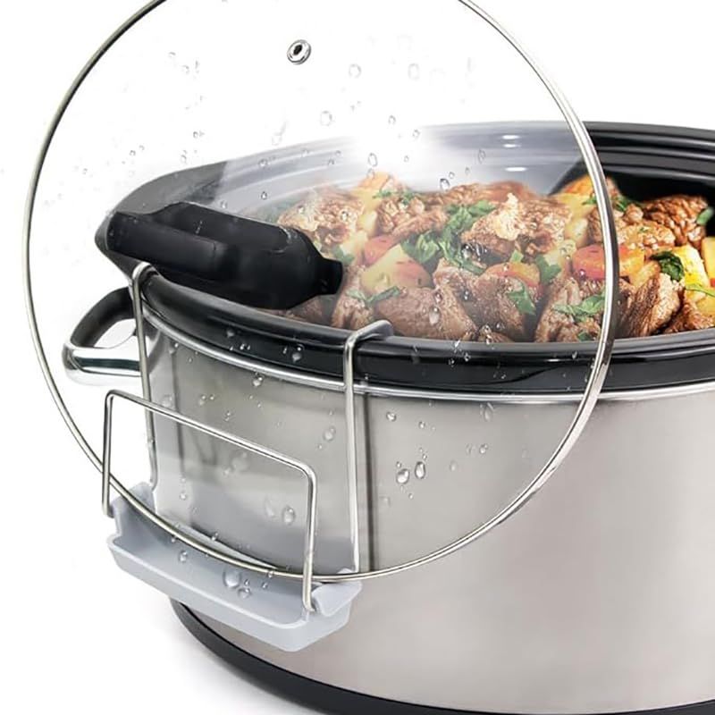 Slow Cooker Lid Holder For Cooking Hand Free Pot Lid Organizer Fits Most Slow Cookers Stainless Steel Pot Lid Rack With Silicone — image 4