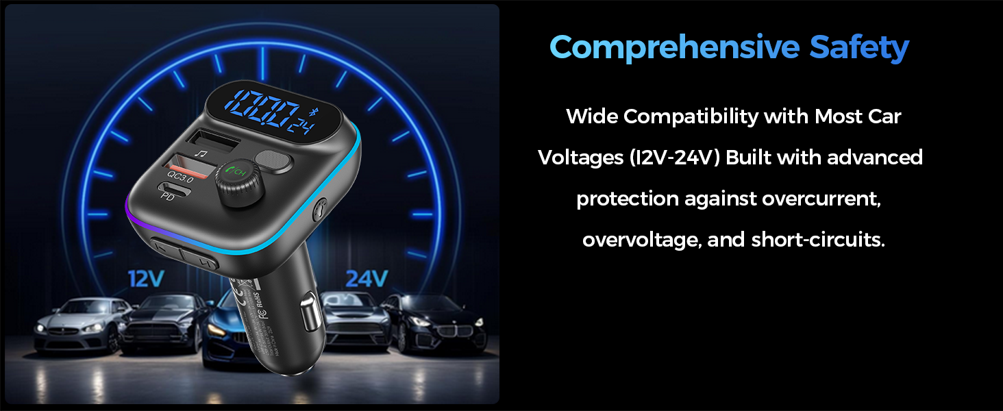 Choetech TC0050 PD36W Bluetooth FM Car Transmitter Charger — image 5