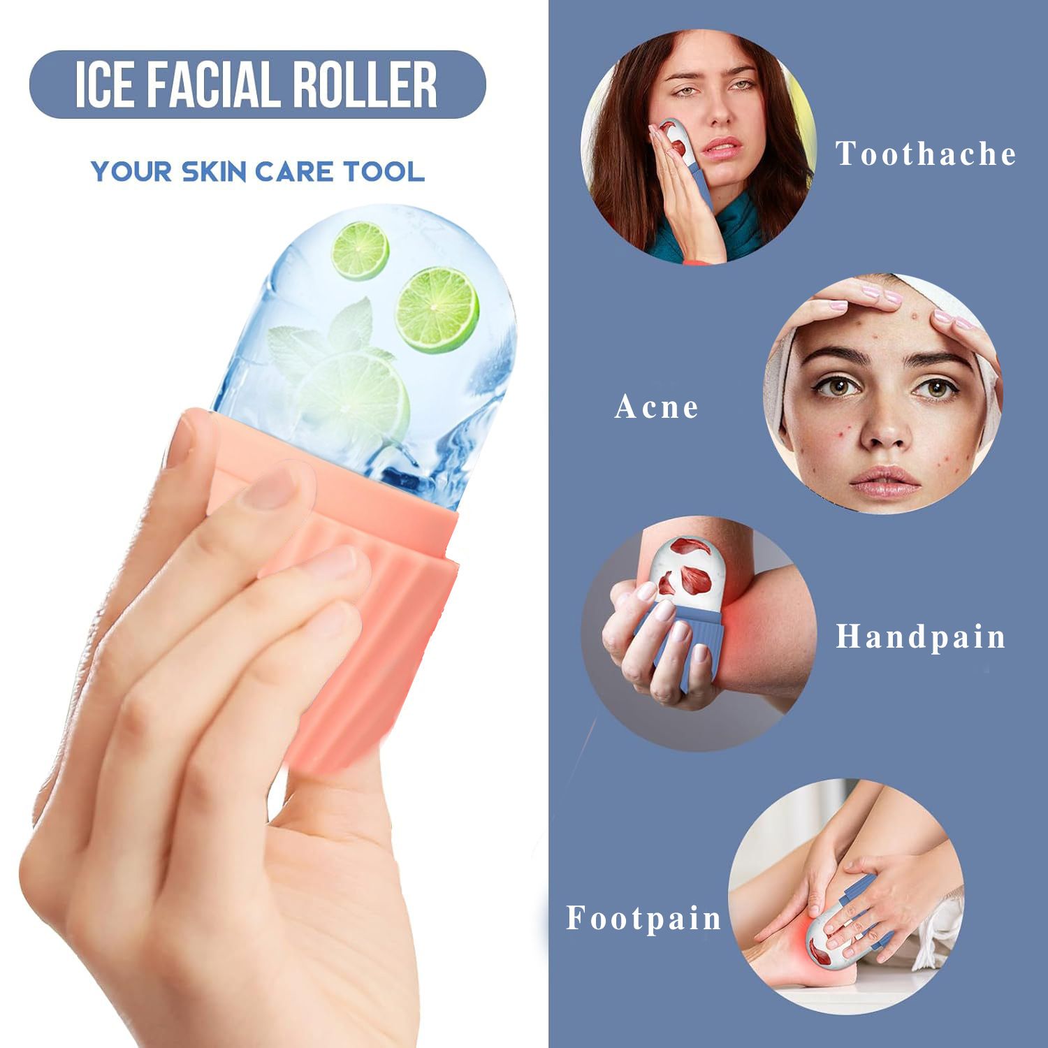 Multifunctional Skincare & Massage Kit with 80ml Purple Silicone Facial Ice Roller, Stainless Steel Heart-Shaped Gua Sha Board, 2 Pack Lymphatic Drainage โ image 2
