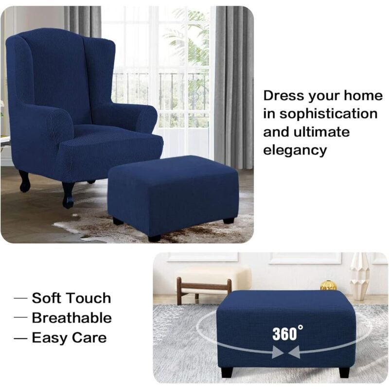 Square Ottoman Cover Soft Jacquard Stretch Footstool Cover Light Gray, Size S — image 2