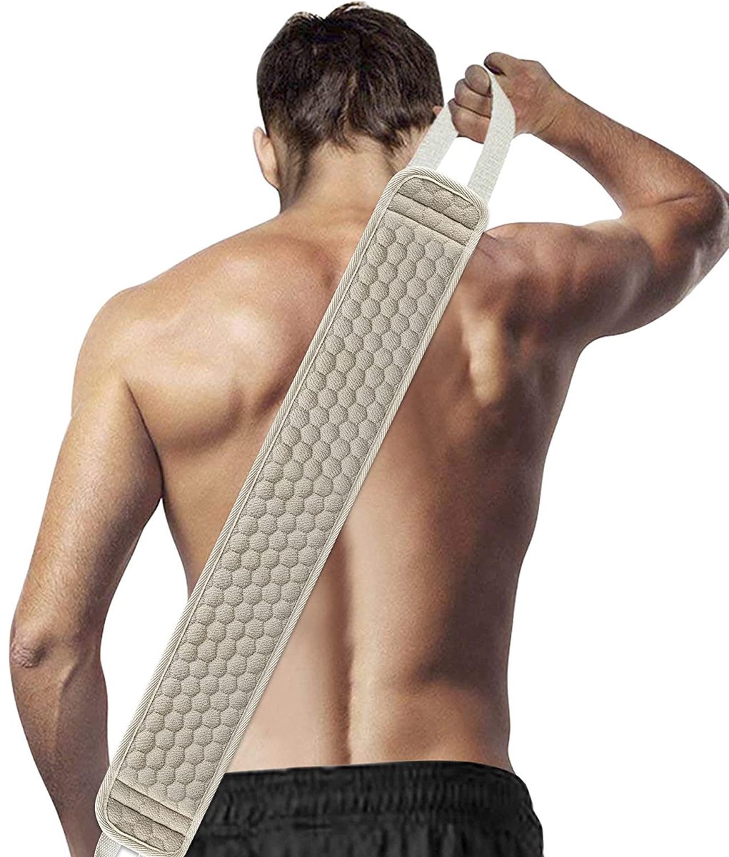 Loofah Back Sponge Scrubber - Exfoliating Shower Towel - Scrub Brush Shower Brush - Bath Brush Massage Brush - Scrub Massage Shower & Bath Body Brush - White — image 4
