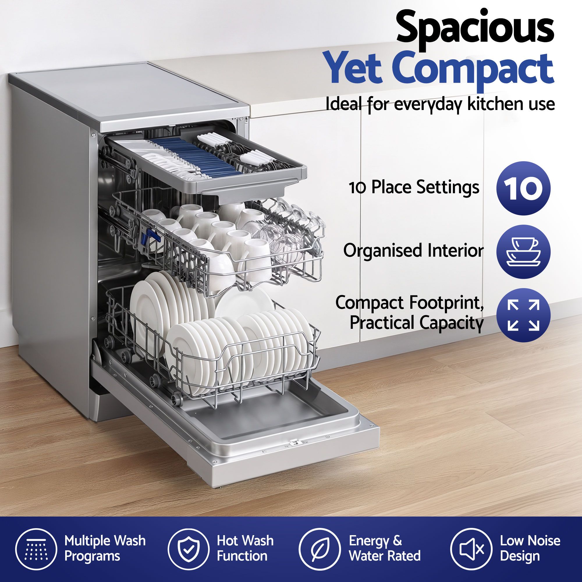 Devanti 10 Place Settings Freestanding Dishwasher Silver — image 4