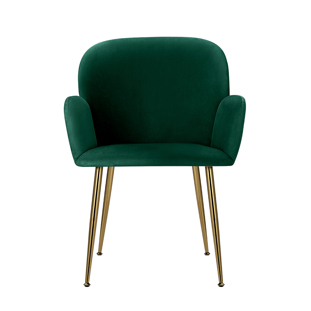 Artiss Dining Chairs Set of 2 Velvet Armchair Green โ image 3
