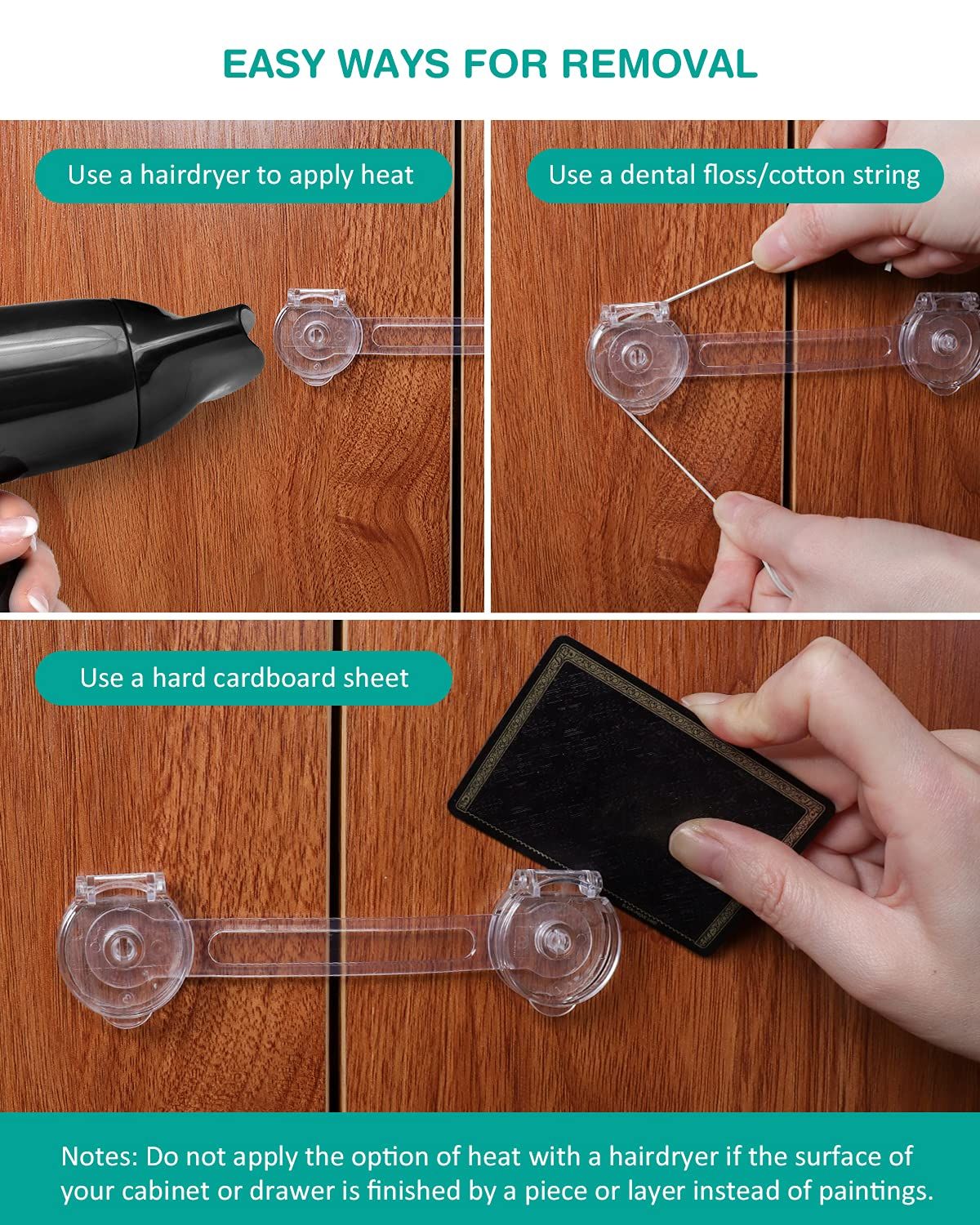 Cabinet Locks for Babies, Baby Proofing Safety Locks, 10 Pack No Screws No Magnets Fridge Refrigerators Locks Baby Proofing — image 5
