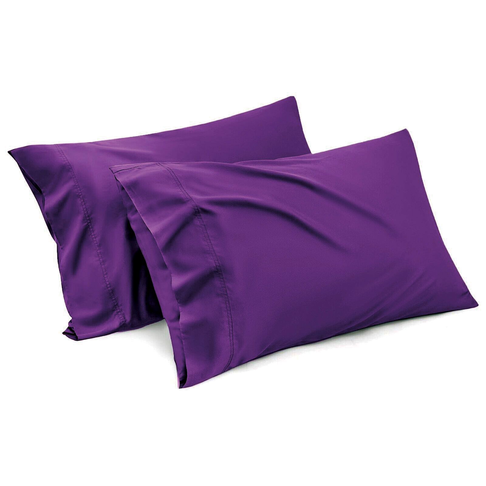 1000TC Ultra Soft Microfiber Pillowcases,Pair of Standard Pillow Covers,(purple, Standard Size, 48x74 cm)