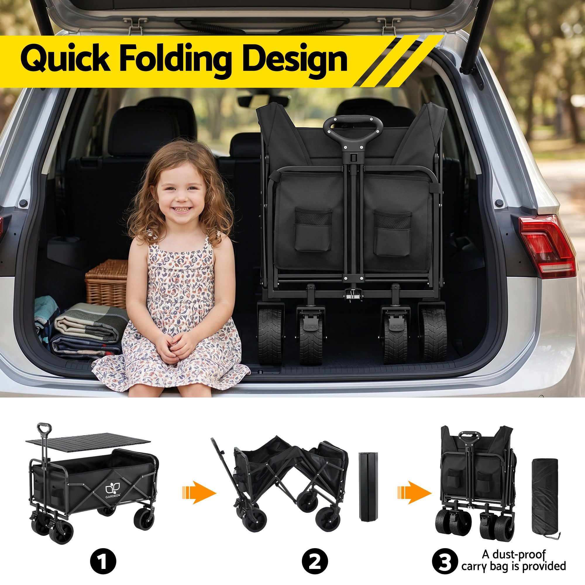 Gardeon Folding Camping Wagon Heavy Duty Utility Cart with Tailgate Table 150L โ image 6