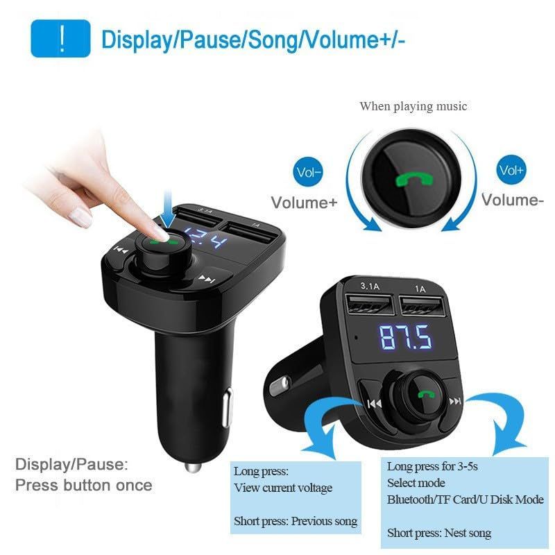 Wireless Bluetooth FM Transmitter Radio Receiver, Handsfree Call Car Charger, Mp3 Audio Music Stereo Adapter, Dual USB Port — image 4