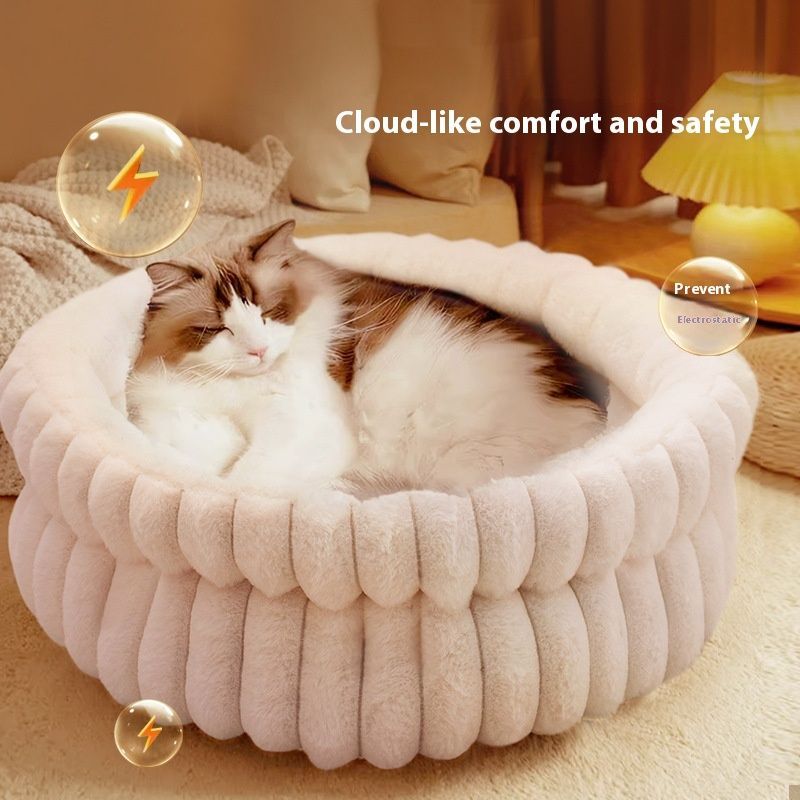 Pet Bed Cat Bed Dog Bed All-Season Bed Ultra-Soft Plush Large Pet Bed Round Pet - Gray - Size 50-20-15 — image 2