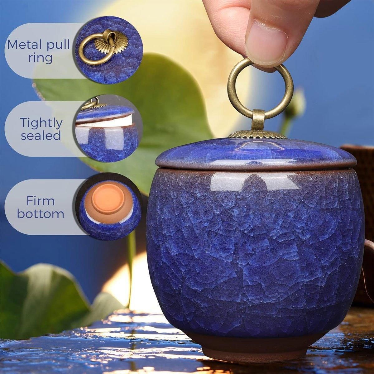 Small Pet Urn for Ashes Memorial Keepsake Urns for Dog Cat Cremation Remains - Blue โ image 5