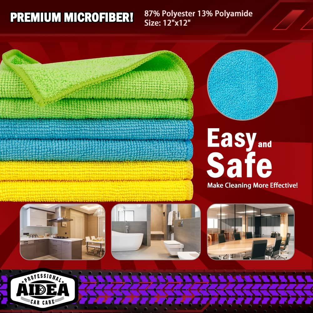 Microfiber Cleaning Cloths-50PK, Microfiber Towels for Cars, Premium All-Purpose Car Cloth, Dusting Cleaning Rags, Absorbent Towels for SUVs, House, Kitchen โ image 6