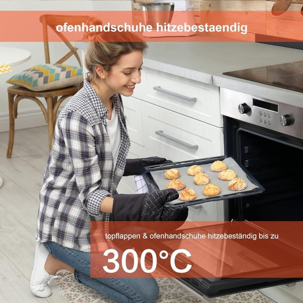 Heat-Resistant Oven Mitts & Grill Gloves, Anti-Slip Kitchen Potholders Up to 300°C for Cooking and Baking, Gray — image 2