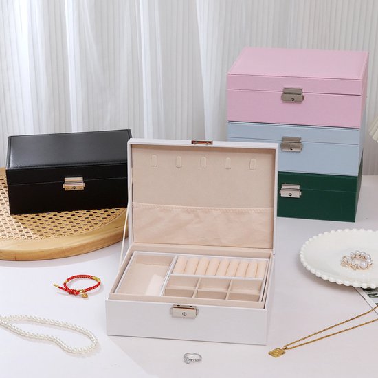 2-Tier Jewelry Box - With Removable Drawer & Lock - Large Storage Capacity for All Jewelry - White โ image 5