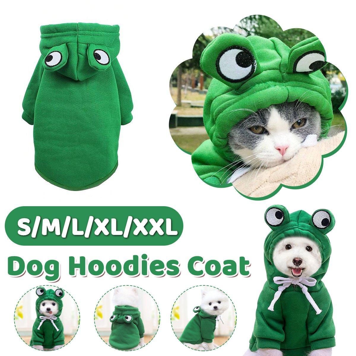 Warm Hooded Cartoon Frog Pet Clothes for Dogs and Cats Autumn Winter Vest - M โ image 2