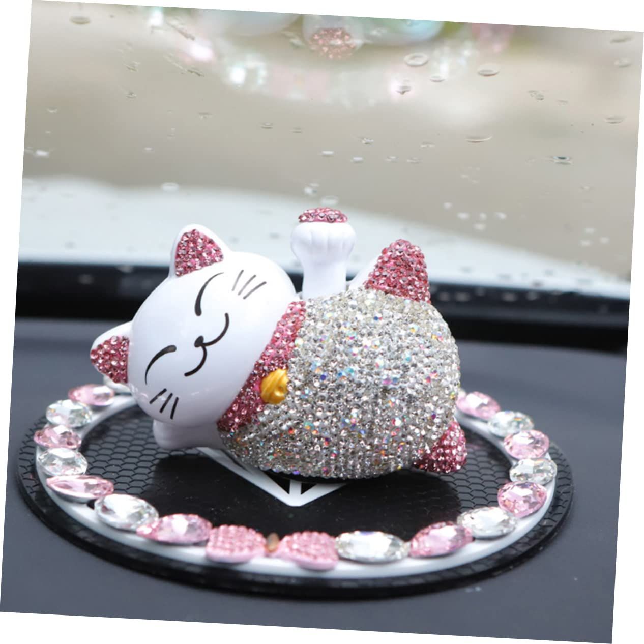 Solar Energy Fortune Cat Car Interior Decoration Car perfume Female Creative Car Supplies Diamond Adornment Cute — image 5