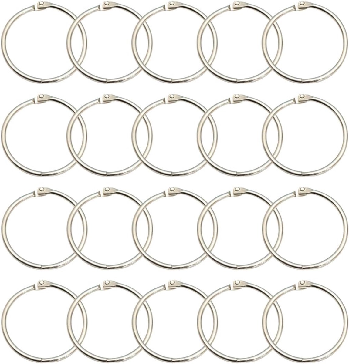 20 pieces - 55 mm - Book rings - metal ring binders - Binding ring - for loose sheets - card ring binder - keychain - for scrapbooking, album, crafting - for